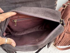 Bolso de Mano con Flecos de Cuero y Pelo, Bolso Bandolera con Piedra Turquesa, Estilo Bohemio Gitano Vintage, Hecho a Mano, Nuevo Diseño, Multiusos, Elegante - Product Image 6