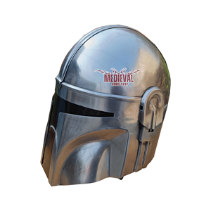 Casco Mandaloriano Hecho a Mano, Armadura de Caballero de Acero Suave con Acabado Plateado, para Reenactaciones Históricas, Fiestas de Halloween y Proveedor Mayorista - Product Image 3