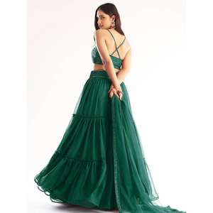 Impressionnant vert paillettes Georgette robe de soirée tenue de soirée Lehenga Choli avec Dupatta - Product Image 6