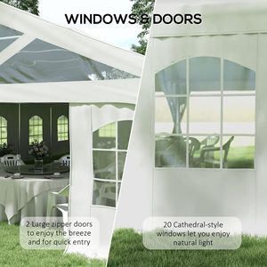 Tendone per Feste in Poliestere Bianco Resistente 5,9m x 11,9m, Grande Tenda Parasole per Matrimoni, Feste ed Eventi, Barbecue - Product Image 5