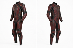 Removeable-Liner One-Piece Leather Motorcycle <b>Suit</b> | <b>Red</b> Black | OEM ODM Manufacturer | Premium Design Quality | Racing - Product Image 2