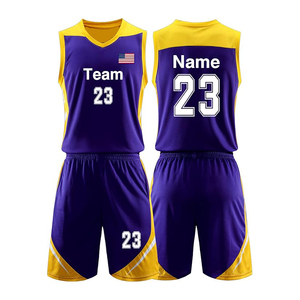 Tenues de basketball respirantes en polyester, maillots et shorts personnalisés pour hommes, séchage rapide, ensembles de sublimation thermique pour équipes - Product Image 1