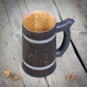 Mug à café en bois fait main moderne, chopes à bière en bois naturel, tasses rustiques durables pour le thé, le lait et les jus - Product Image 3