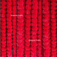 Karangan Bunga Marigold Merah Terbaru, Untaian Bunga Artificial untuk Pernikahan, Haldi, Mehndi, Latar Belakang Pesta & Dekorasi India