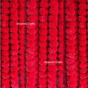 New Arrival Red Marigold <b>Flower</b> <b>Garlands</b>, Artificial Floral Strings for Wedding, Haldi, Mehndi, Party Backdrop & Indian Décor - Product Image 1