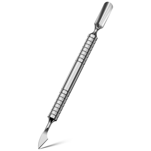 Premium Quality Grade Stainless Steel Manicure Professional Cuticle Nail Pusher Textured Handle Precision Beauty Instruments - Product Image 1