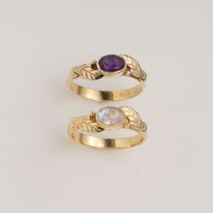 Natural Amethyst Oval Ring Gold Tone Vintage Style Ring <b>Hand</b> Engraved Band Elegant Minimal Designer Ring for Women Gift - Product Image 6
