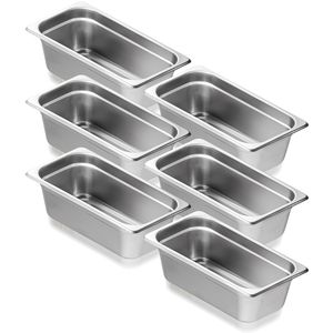 Set di 6 Vaschette Gastronorm 1/3 Antiaderenti in Acciaio Inox, Spessore 0,8mm, 4 Pollici, Attrezzatura per Ristoranti e Hotel - Product Image 3
