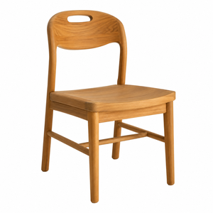 Silla de Comedor Moderna de Madera de Teca Sólida, Ecológica, con Respaldo Curvo y Asa Integrada |   Silla de Estilo Escandinavo para Hostelería Park Villa - Product Image 1