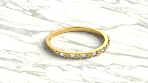 Anillo de Oro de 18K con Diamantes Redondos y Baguette Alternados, Media Eternidad, Anillo Apilable Delicado para Boda, Joyería Fina para Mujer - Product Image 3
