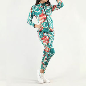 Survêtement décontracté pour femmes, manches longues, imprimé par sublimation, fermeture éclair sur le devant, respirant, pantalon en spandex et polyester avec poches latérales - Product Image 3