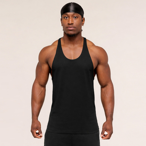 Camiseta Deportiva Personalizada para Hombre, Negra, de Poliéster/Algodón, para Gimnasio, Fitness, Culturismo, Secado Rápido, Estilo Urbano, con Logotipo Personalizado - Product Image 1