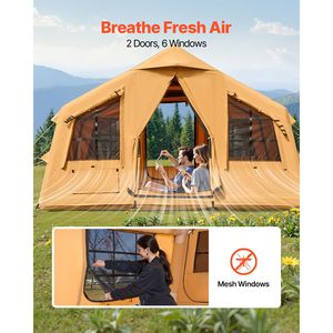 Tenda da Campeggio Gonfiabile per 8-12 Persone con Montaggio Facile e Caratteristiche di Lusso per Glamping 4 Stagioni, 2 Lucernari e Pali ad Aria - Product Image 6