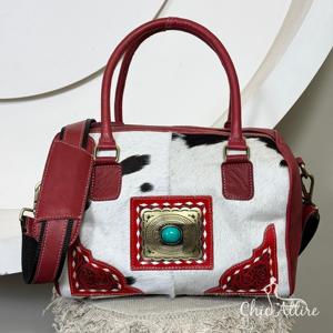 Sac fourre-tout élégant en cuir de vachette pleine fleur, fait main, de qualité supérieure, pour femme, style western, taille moyenne, modèle Speedy - Product Image 1