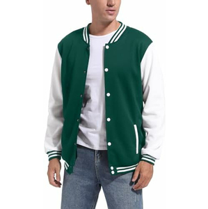 2025 Green and <b>White</b> Sleeves <b>Men</b> Varsity <b>Jackets</b> Custom Baseball Varsity <b>Jacket</b> High Quality for <b>Men</b> <b>Jacket</b> For <b>Men</b> - Product Image 2