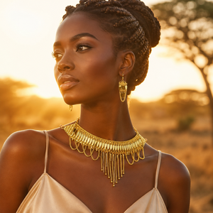 Nuevo Collar de Cadena de Eslabones de Latón a la Moda, Chapado en Oro de 18K, Joyería Árabe Chikset con Pendientes para Mujer - Product Image 4