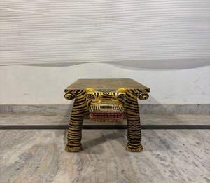 Mesa de Centro de Madera Hecha a Mano con Diseño de Tigre, Mesa Auxiliar Pintada a Mano, Mueble Decorativo para Sala de Estar - Product Image 4