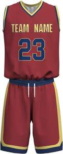 Uniforme de basket-ball de haute qualité 100% polyester à manches courtes, personnalisé avec double sangle sur le devant, matière respirante pour l'hiver, pour adultes - Product Image 2