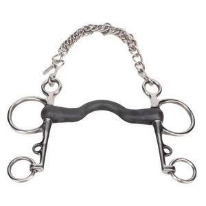 Mors d'équitation en acier inoxydable à anneau lâche, type snaffle à maillons français, avec système de sécurité anti-croquant - Product Image 5