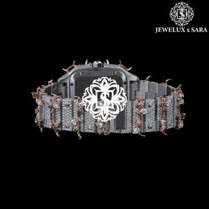 Reloj de Diamantes Moderno de Primera Calidad, Completamente Engastado, con Esfera Dorada, para Uso Corporativo y Nocturno, Disponible a Precio de Fábrica - Product Image 3