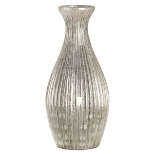 Jarrón de Metal Moderno con Diseño Acanalado Plateado, Centro de Mesa Decorativo de Aluminio para Bodas y Decoración del Hogar, Florero con Diseño Acordonado - Product Image 1