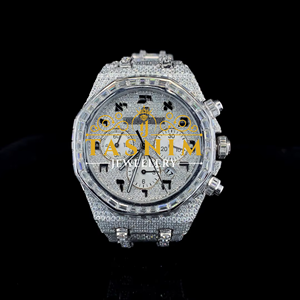 Reloj de Hombre de Moda, Estilo Deportivo, con Cristales de Cuarzo VVS, Acero Inoxidable, Edición Limitada, Movimiento ETA, Oro Blanco - Product Image 4