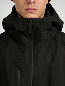 Chaqueta de Esquí Negra con Capucha para Hombre, de Alta Calidad, Estilo Deportivo, Color Sólido, Ropa Térmica, Material de Poliéster - Product Image 6