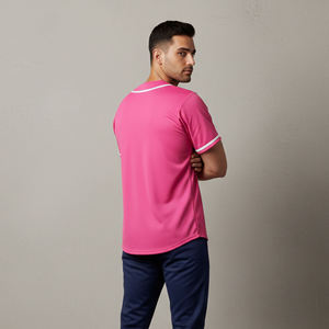 Nouveau Maillot de Baseball Rose pour Homme à Manches Courtes avec Boutons, Impression Nom d'Équipe 00, Respirant, Coupe Classique, Vêtement Toutes Saisons - Product Image 6