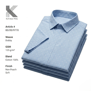 Camisa de Manga Corta para Hombre, 100% Algodón, 125GSM, Dobby, Azul Claro, Venta al Por Mayor, OEM, ODM - Product Image 3