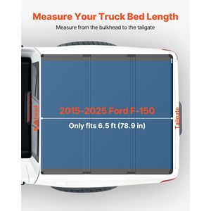 Couverture de benne rigide pliable en trois parties pour Ford F150 2015-2025, benne standard de 6,5 pieds, en fibre de verre imperméable - Product Image 2