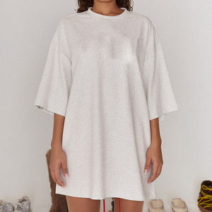 T-shirt oversize en coton pour femme, manches courtes, gris chiné, épaules tombantes - Product Image 5