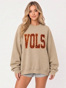 Sweat-shirt pour femme, coupe ample, imprimé graphique décoratif, col rond, manches longues, style streetwear décontracté, vêtement d'automne - Product Image 1
