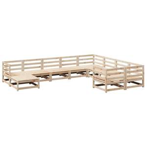 Grand ensemble de canapés de jardin modulaires en bois de pin massif naturel, meubles d'extérieur durables - Product Image 2