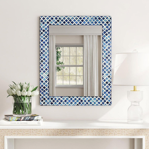 FAIZA CRAFT Miroir décoratif moderne en os incrusté, cadre en bois fait main, miroirs muraux pour la maison/le bureau, Uttar Pradesh, LED - Product Image 1