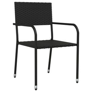 Set da pranzo in 7 pezzi nero in Poly Rattan e acciaio Set da esterno resistente - Product Image 4