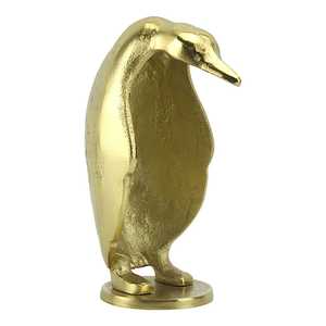21cm H X 15cm W X 10cm L Golden Penguin Sculpture Artistic Tabletop <b>Decor</b> Modern Design Eco-Friendly Durable Handmade Aluminium - Product Image 1