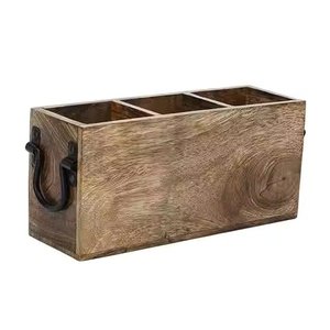 Trending Look Wooden Utensils Holder for <b>Kitchen</b> <b>Table</b> Top Tools New Cutlery Organizer Stand Caddy With Metal Handle - Product Image 1