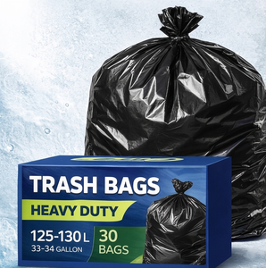 ถุงขยะเชิงพาณิชย์ TH GB-005 พรีเมียม ขนาด 33 แกลลอน สีดำ ผลิตจาก HDPE คุณภาพสูง ป้องกันการรั่วซึม ปิดผนึกด้วยความร้อน จำหน่ายแบบยกแพ็ค สำหรับโรงแรม ร้านอาหาร - Product Image 1