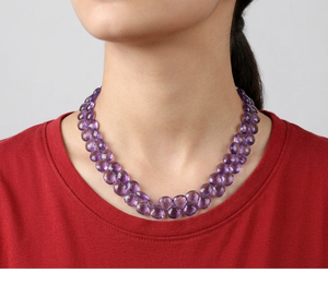 สร้อยคออะเมทิสต์ทอมือ • สร้อยคอคริสตัลสีม่วงธรรมชาติ - Product Image 1