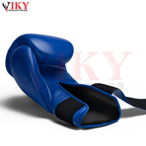 Gants de boxe en cuir bleu royal robustes avec fermeture sécurisée par sangle de poignet, service OEM ODM avec étiquette privée, marque personnalisée - Product Image 3