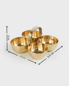 Brass 4 Bowl Pooja Roli Chawal Holder with Center Handle Traditional Pure Brass Kumkum Tilak Container Stand for <b>Mandir</b> Puja - Product Image 6