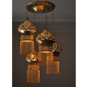 Handmade Brass <b>Moroccan</b> Lantern Pendant Light Home Decoration Teardrop Shape Metal <b>Chandelier</b> - Product Image 1