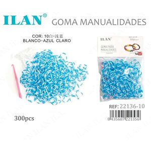 ILAN Goma Manualidades 300 pièces de bandes élastiques blanches et bleu clair pour l'artisanat - Product Image 3