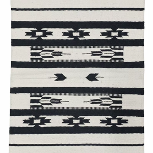 Tapis de couloir rectangulaire en coton tissé à la main, motif floral moderne, lavable en machine, réversible, noir, pour salle à manger, camping, maison - Product Image 1