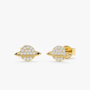 Boucles d'oreilles en or blanc 14 carats avec diamants de laboratoire taille ronde - Product Image 1