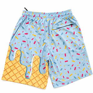 Shorts de Baño para Hombre con Estampado de Cono de Helado, Secado Rápido, Cordón Ajustable, Diseño Casual con Dibujos Animados, Corte Corto - Product Image 2