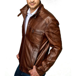 Winter <b>Jacket</b> With Smooth Stitch Finish For Casual Outdoor <b>Men</b> <b>Leather</b> <b>Jacket</b> Fashion - Product Image 2