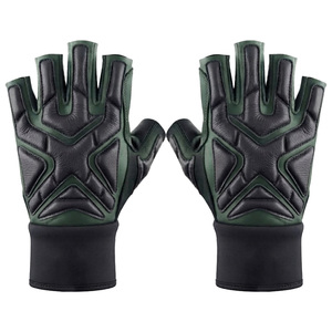 Half Finger <b>Leather</b> Gym <b>Gloves</b> Adjustable Wrist Strap Weight Lifting Fitness Training Unisex Breathable Hand Grips - Product Image 3