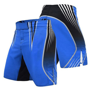 Shorts de sport bleus pour hommes, taille mi-haute, élastiques, séchage rapide, à rayures, en spandex et polyester, style Bermuda - Product Image 5