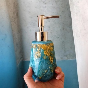 Ensemble de salle de bain moderne portable en résine acrylique bleu ciel de luxe ILAHI, trois pièces, design floral, accessoires décoratifs pour la maison, Uttar - Product Image 3
